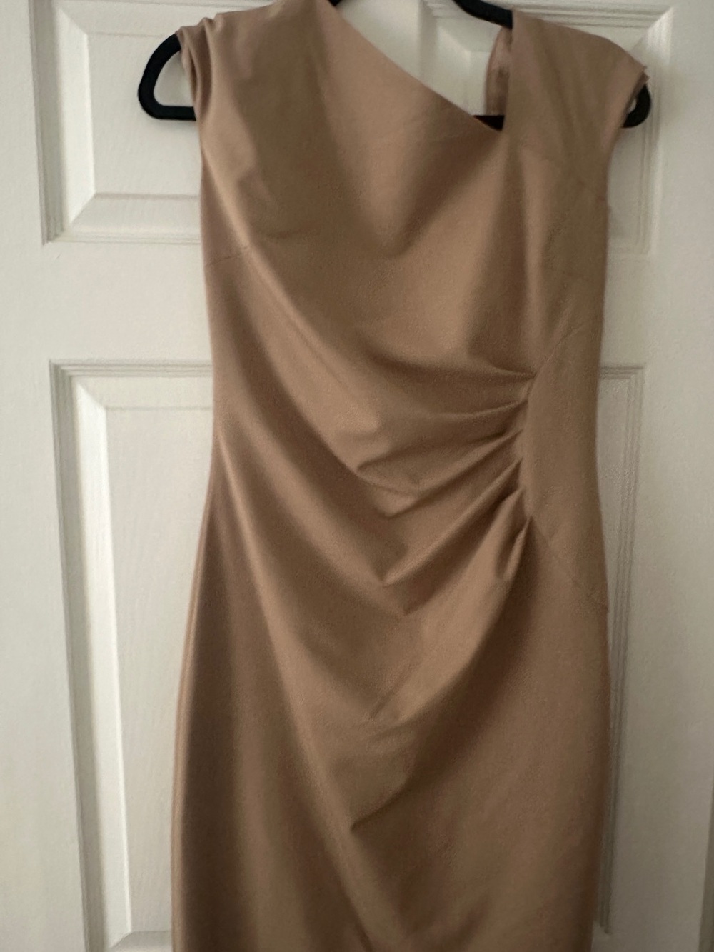 Ava & Aiden Ruched Sheath Dress in Camel